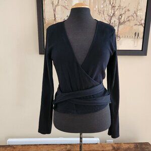 ZARA black ballet wrap style knit sweater / L